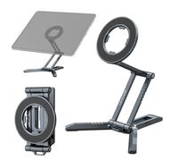 Leaplumin Treppiede magnetico universale per iPad Pro/Air/Mini e iPhone serie 15-12, rotazione a 360°, supporto portatile per tablet con modalità desktop e palmare 2 in 1, leggero, 105 g