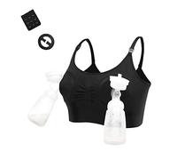 LEAPOVER Tiralatte da donna a mani libere, pompa per allattamento al seno, reggiseno regolabile per maternità, Nero , M