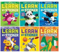 Learn by Sticker Series 6-Book Collection Set - Interactive Learning with Stickers for Early Elementary Skills - Beginning Phonics, More Phonics, Addition and Subtraction, More Addition & Subtraction