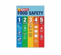 Learn Food Safety Practices Kitchen Hygiene and Cross Contamination Prevention Guide Wall Chart(Framed,12X18inch(30X45cm))