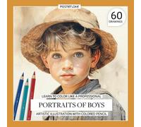 Learn to color like a professional Portraits of Boys. Artistic illustration with colored pencil: Mastering the Art of Young Male Child Portraiture with Colored Pencil