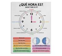 Learn to Tell Time in Spanish Poster Essential Teaching Tool and Classroom Decor for Language Students(Framed,08x12inch(20x30cm))
