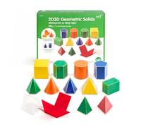 Learning Advantage edxeducation Solidi geometrici 2D3D - Set di 24 - 12 forme, 12 reti pieghevoli e guida alle attività - Manipolazione matematica e geometria in classe per bambini