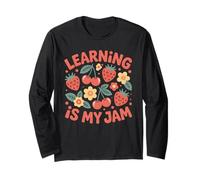 Learning Is My Jam Strawberry Cherry Back To School Maglia a Manica