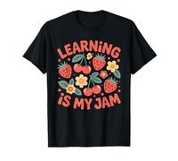 Learning Is My Jam Strawberry Cherry Back To School Maglietta