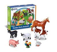 Learning Resources Animali della Fattoria Jumbo - Montessori, Regali Educativi per Bambini di 18 Mesi a 6 Anni, Set di 7 Animali in Plastica Resistente, Perfetti per Giochi Immaginativi