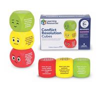 Learning Resources Cubi per la Risoluzione dei Conflitti, 6 cubi Morbidi con spunti in Inglese per Comunicazione ed Emozioni, attività SEL dai 5 Anni, attività in Classe