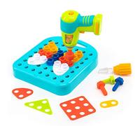 Learning Resources Design & Drill - L’officina delle forme , 73 pezzi con trapano giocattolo elettrico, giocattolo STEM, bambini e bambine, dai 3 anni in avanti