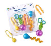 Learning Resources Helping Hands - Set di 4 Strumenti motricità fine: Pinzette Gator, Cucchiaio-Forbice, Pipetta Twisty & Pinza Squeezy, Giochi sensoriali 3-7 Anni