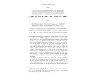 Learning Resources, Inc. v. Trump (2026): Does the International Emergency Economic Powers Act (IEEPA) authorizes the President to impose tariffs?