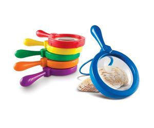 Learning Resources Lenti d’Ingrandimento Jumbo - Set da 6 per Bambini 3+, Lenti Educative con Ingrandimento 4,5X e Supporto Integrato per Esplorazione Scientifica