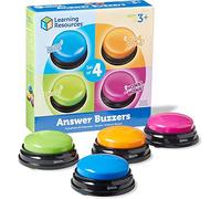 Learning Resources Pulsanti Quiz 4 Buzzer Sonori per Giochi attività Estive | Premere, rispondi e unisciti all'azione con quiz buzzer per giochi di apprendimento, attività in competizioni