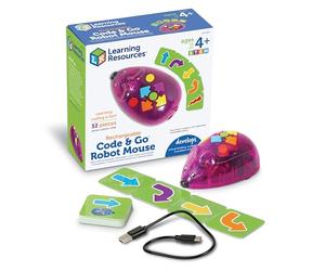 Learning Resources Set di attività Ricaricabile Code & Go Topo Robot, Giocattoli per Bambini e Bambine di 4 Anni, Robot Programmabile Interattivo Senza Schermo