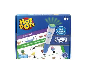 Learning Resources Set di Matematica e Lettura per l’apprendimento a casa Hot Dots 1, apprendimento interattivo delle abilità di Matematica e alfabetizzazione prescolastiche, 4+