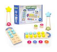 Learning Resources Set In Legno Conta E Abbina Multicolore Gioco Montessori Educativo Matematica Prescolare, Abilità Motorie, Contare, Abbinare, Addizione, 20 Sfere, 28 Gettoni, Pinze In Legno, Età 3+