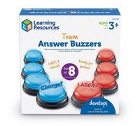 Learning Resources Pulsanti per Quiz di Gruppo, 4 Pulsanti Rossi e 4 Pulsanti Blu, 2 Suoni Diversi, Divertimento in Classe e a casa, dai 3 Anni in su