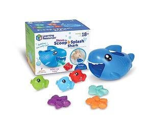 Learning Resources Steve lo squalo Scoop & Splash, 7 pezzi, dai 18 mesi in su, giocattoli per l'apprendimento del bambino, giocattoli per bambini, vasca da bagno per bambini, giocattoli da piscina