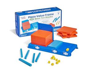 Learning Resources Telaio Valore Posizionale Multicolore con 30 Blocchi Base Dieci, Centinaia Decine unità, Gioco Educativo Matematica STEM Manipolativo Tattile Prescolare ambini 5+