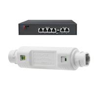 LearnLyrics Booster PoE, ripetitore di estensione PoE, ripetitore di estensione Ethernet 48 V, 10/100 Mbps con trasmissione dati, estensione PoE, di rete, plug and play, per sistemi di