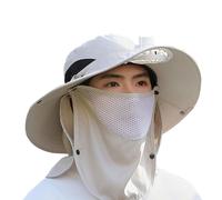 LearnLyrics Cappello da pesca per esterni, cappello da sole con protezione per il viso, da uomo, traspirante, per viaggi, alpinismo, ciclismo, escursionismo, Cachi piatto, L