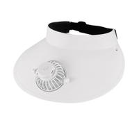 LearnLyrics Cappello da sole con ventola, cappello da sole a tesa larga per ragazze, elastico, regolabile, traspirante, con ventola di ricarica USB integrata, per camminare, correre, bianco, bianco