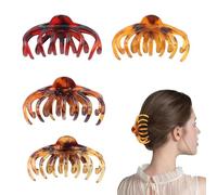 LearnLyrics Clip a artiglio, grandi fermagli per capelli per donne - 4 pezzi fermagli per capelli polpo leopardo - Clip a ganascia antiscivolo grande, forte tenuta, grande clip per capelli spessi e