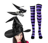LearnLyrics Costume da di Halloween, costume di Halloween da donna, kit di travestimento per Halloween, comodo e spettrale, decorazione con scarpe da a punta, alti al ginocchio, set per