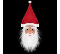 LearnLyrics Fincepie con Santa Claus - Jec da maestro di Natale, flotta di cosplay, testa piena sulla testa, oggetto festivo per adulti, wafer in lattice, con barba e cappello rosso | U