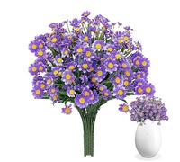 LearnLyrics Fiori di margherita artificiali, piante finte, resistenti ai raggi UV, arbusti realistici per fioriere domestiche, giardini, finestre, interni ed esterni