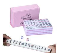 LearnLyrics Mahjong Cinese - Tradizionale Cinese Portatile, Mini Mahjong, Set Multiplayer Resiliente, Kit Di Intrattenimento Speciale | Pratico E Affidabile per La Festa