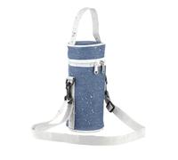 LearnLyrics Manicotto per bottiglia d'acqua, portatile, isolante, in tessuto di alluminio, con manico, custodia protettiva per bottiglia per adulti, Blu, 8*20cm, Unisex