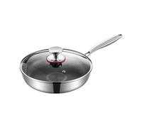 LearnLyrics Padelle Antiaderente | Padella in Acciaio Inossidabile Efficiente con Rivestimento Antiaderente | Con Coperchio Resistente Ai Per Cucina Cottura Grigliatura Saltare Preparazione Pasti