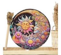LearnLyrics Pelle PU fatta mano - Martello in legno vintage, forniture per musica spirituale | Cerimonie uniche per tamburo percussione sciamanica, tamburo in stile vintage gurison