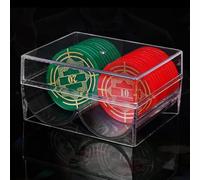 LearnLyrics Scatola Per Fiches Da Poker In Acrilico Con Coperchio Per 100 Pezzi, Custodia Trasparente Per Giochi Da Carte, Vassoio Porta Fiches Da Poker Per Casinò E Texas Hold'em