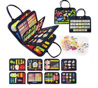 LearnToy Tavola Viaggio Montessori Sicura - Giocattolo Educativo per Bambini 1-4 Anni, attività Sensoriali Multifunzionali per Auto/Aereo con