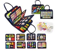 LearnToy Tavola Viaggio Montessori Sicura - Giocattolo Educativo per Bambini 1-4 Anni, attività Sensoriali Multifunzionali per Auto/Aereo con