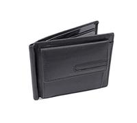 LEAS Fermasoldi Uomo con scomparto per monete per 8 porta carte di credito con RFID protezione e anti RFID/NFC Tecnologia Blocco, Vera Pelle, Nero