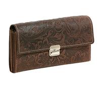 LEAS Portafoglio da cameriere tassista Vintage Natur motivo floreale, Vera Pelle, marrone Vintage-Collection''