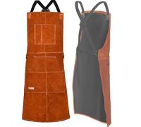 LeaS rembiule Saldatore in Pelle 6 Tasche,Grembiule Barbecue ignifugo | Grembiule da lavoro, Resistente calore, Per fabbro, forgia, falegname, Per uomo e donna