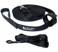 Leash Boss Long Trainer - 1 Inch Nylon Long Dog Training Leash with Storage Strap (15 Ft, Black)