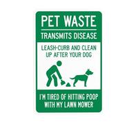 Leash-Curb And Clean Up After Your Pet I'm Tired Of Hitting Poop With My Lawn Mower Segnale di avvertimento per la sicurezza dei rifiuti di animali domestici Segnali in metallo per la sicurezza delle