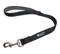 Leashboss Short Cane guinzaglio con Impugnatura Imbottita - 12, 18, e 61 cm Cavi per Cani di Taglia Grande - 2,5 cm in Nylon, 24 inch, Black/Red/Grey