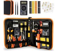 LEATBUY RJ45 Crimp Tool Kit Crimpatrice CAT5/CAT6 Set di Crimpatura Tool Set per Pass-Through Ethernet Cutter con connettori, copre cavi di rete LAN Wire Stripper (arancione)