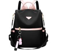 Leathario Zaino Donna Antifurto e Impermeabile, Zainetto, Zaini, Borsa Donna per Ufficio, Lavoro, Università, Viaggio, Nero E Rosa