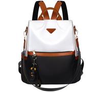 Leathario Zaino Donna Antifurto e Impermeabile, Zainetto, Zaini, Borsa Donna per Ufficio, Lavoro, Università, Viaggio, Nero E Bianco