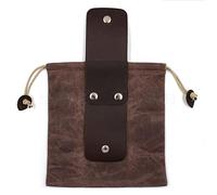 Leather and Canvas Bushcraft Bag, Multi-Purpose Foraging Bag, Canvas Bushcraft Bag with Leather Cover Buckle Foldable Tool Pouch with Drawstring for Outdoors Camping (Coffee)