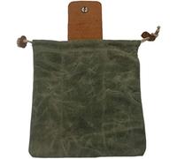 Leather and Canvas Bushcraft Bag, Multi-Purpose Foraging Bag, Canvas Bushcraft Bag with Leather Cover Buckle Foldable Tool Pouch with Drawstring for Outdoors Camping (Green)