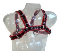Leather Body Chain Harness III Black / Red