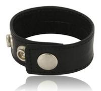 Leather Body Cock And Ball Strap With Snaps - Black