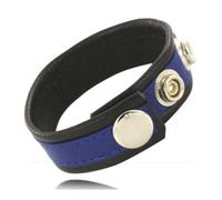 LEATHER BODY e palla cinturino con bottoni automatici, nero e blu